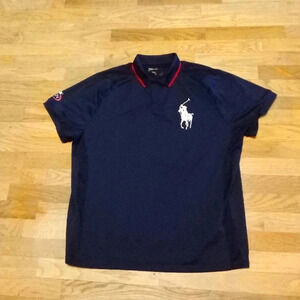 Ralph Lauren RLX Mens US OPEN 2006 Navy Blue Tennis Polo Shirt Size L Big Pony